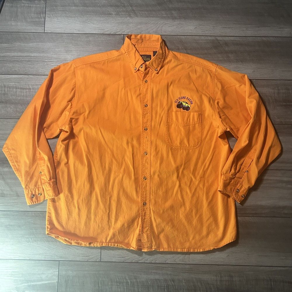 VTG‎ Old Flame Racing Mens Work Shirt XL Orange Blue Generation